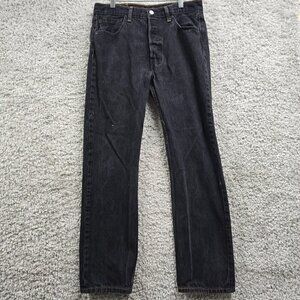 Levi's 501 Mens Black Jeans Button Fly Straight‎ Leg Size 33x32 (fits 30x30)